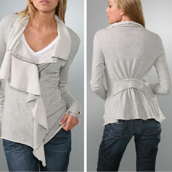 Free people sweatshirt jacket Ruffle Boho Casual Layering Piece Closet Staple - Picture 2 of 9